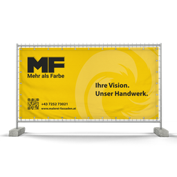 Bauzaun bespannt mit gelbem Malerei und Fassaden Banner