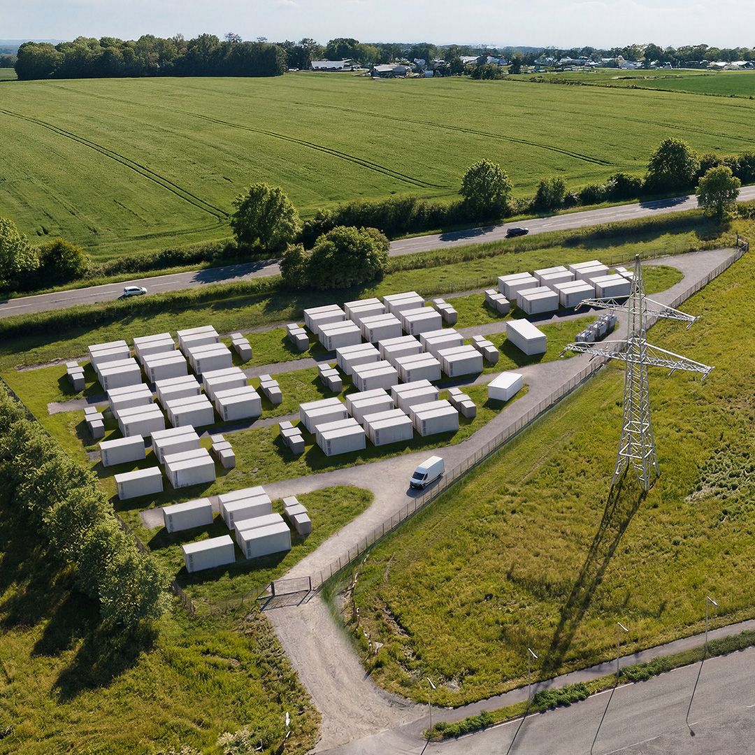 Vogelperspektive Batteriespeicher Park
