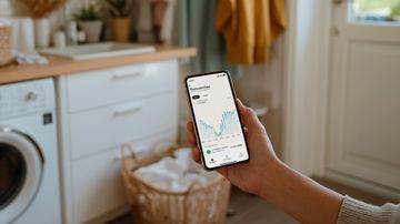 Handy im Hintergrund Waschkueche