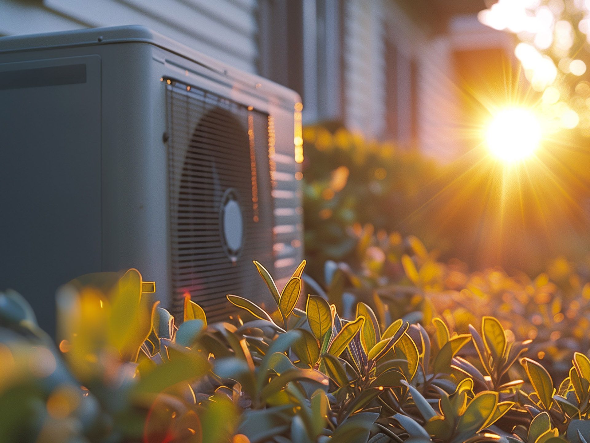 Wärmepumpe im Sonnenlicht