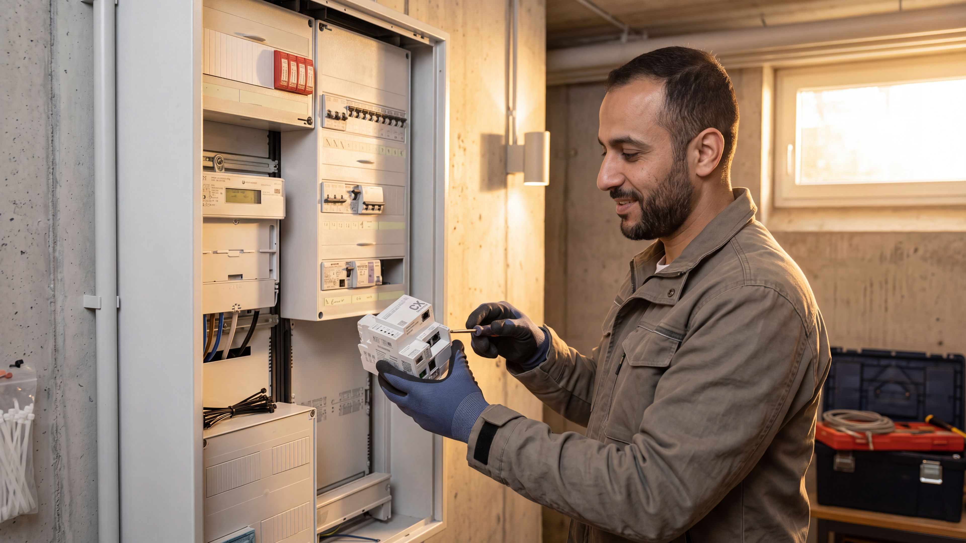 Handwerker installiert einen Smart Meter