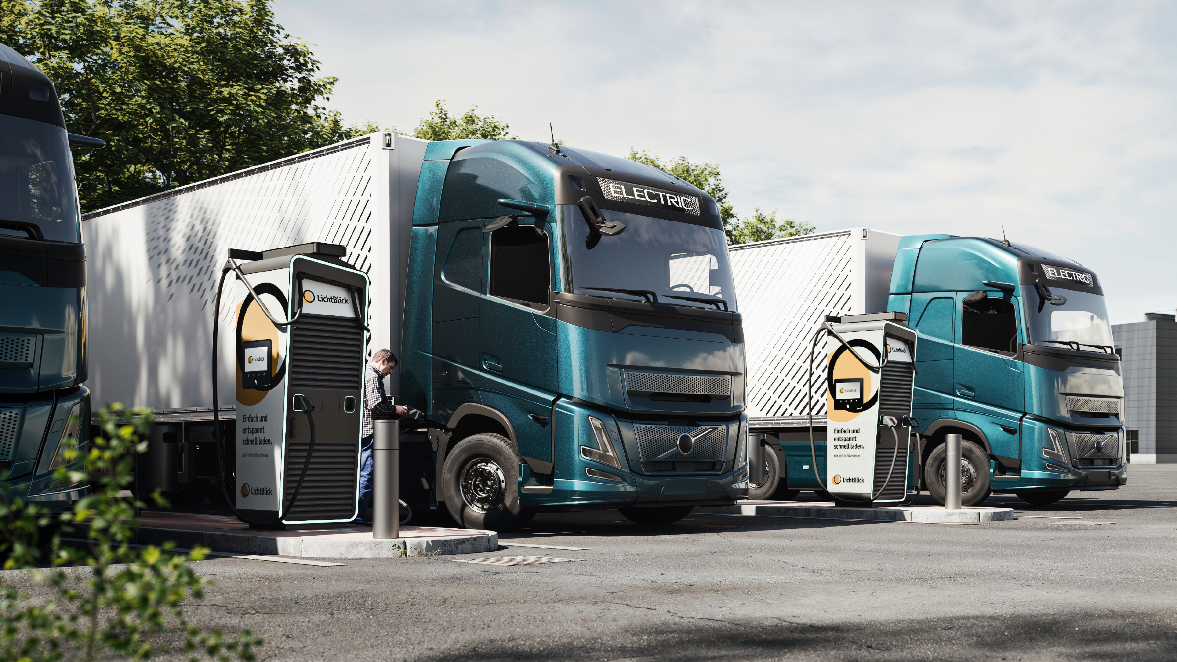 E-Lkw an Ladestation