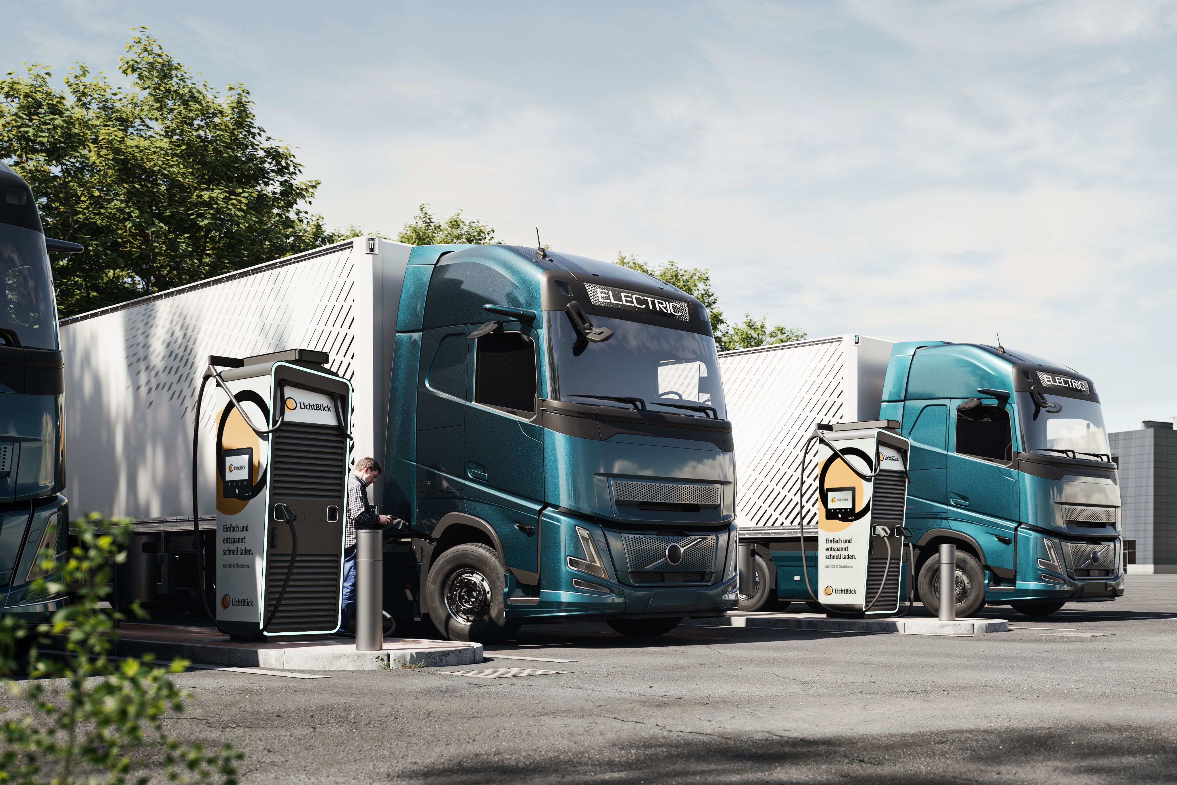 E-Lkw laden im Depot