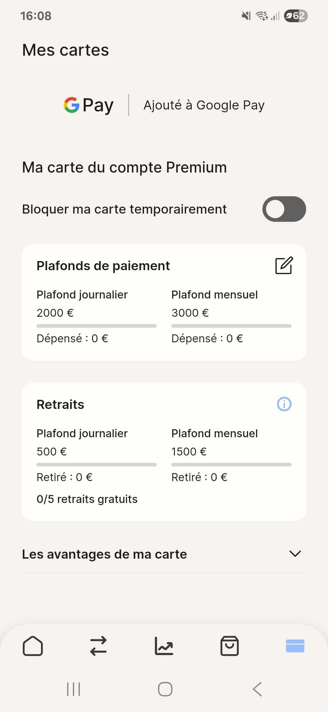 Plafonds d'une carte helios