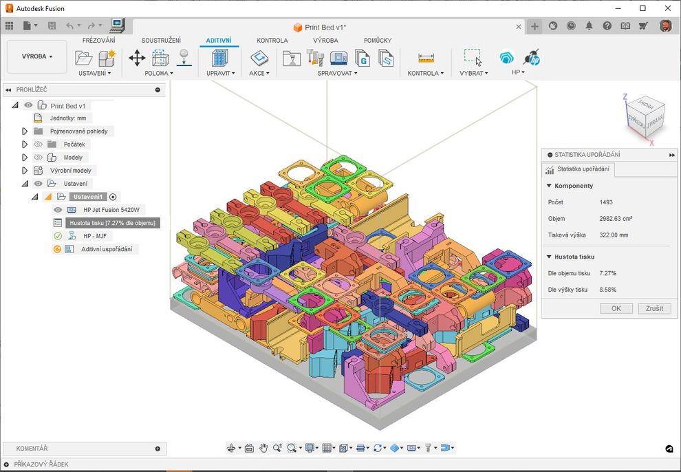Autodesk Fusion - 3D nesting pro 3D tisk