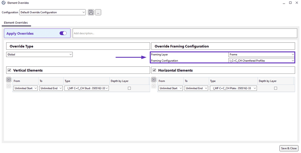 This is where you can override a framing configuration type.