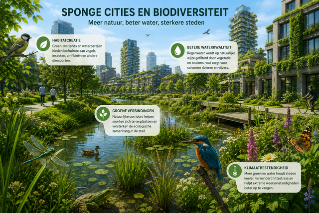 Sponge cities en wateroverlast en biodiveristeit en duurzaamheid