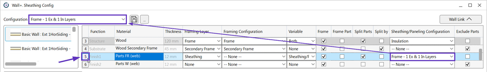 This is where to manage wall sheathing configurations for various layers.