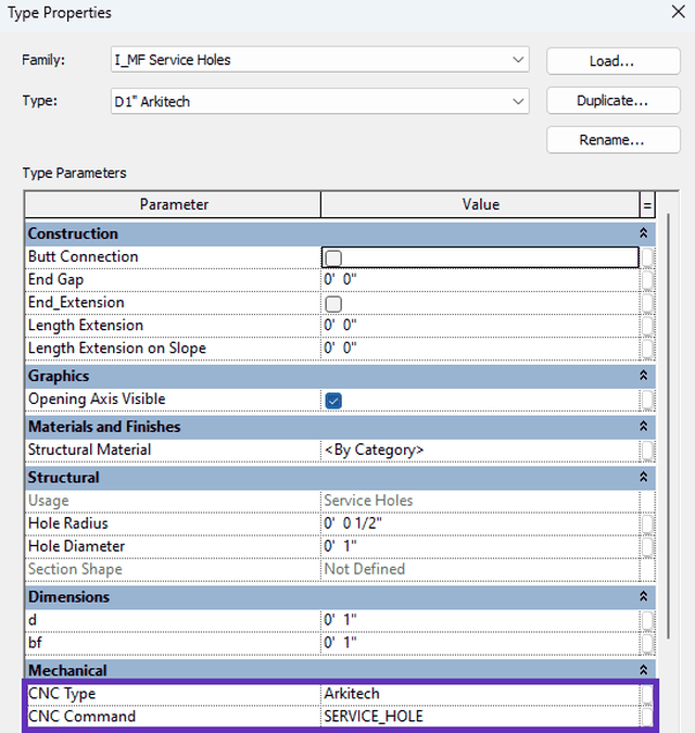 Metal Framing UI lets you configure service holes in framing elements.