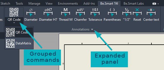 Here's where you can find some T4I commands and the expanded panel.