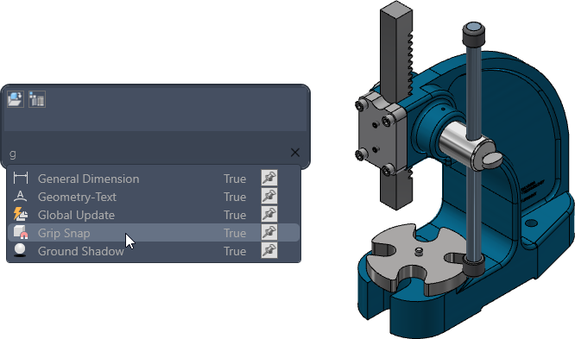 A 3D model of a press next to part of the user interface of T4I
