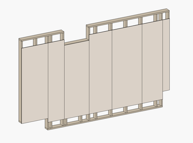 Sheathing has specific offsets applied at certain locations.