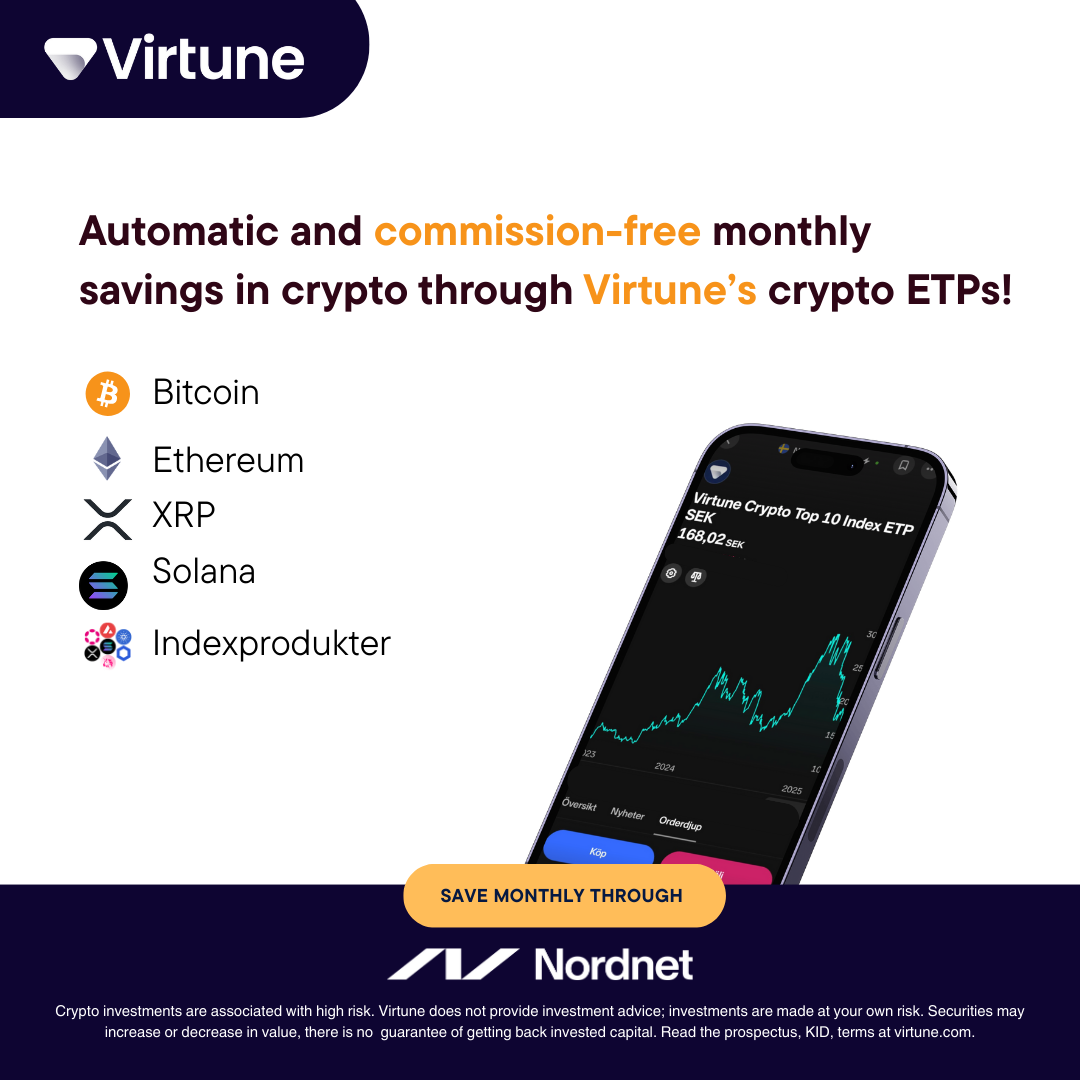 Virtune announces that selected crypto ETPs are now available for automatic  and commission-free monthly savings