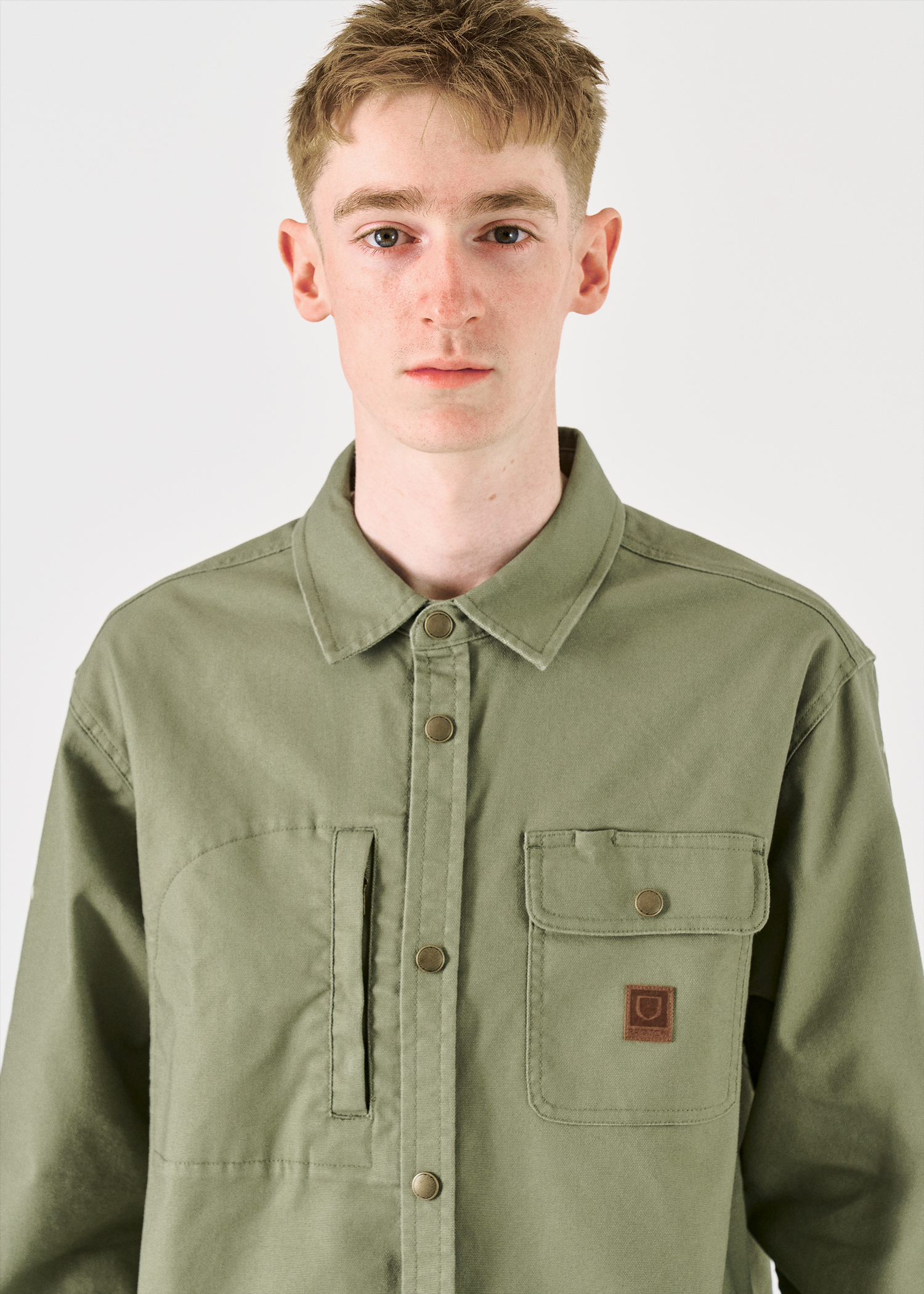 ＜STONE ＞23ss OVERSHIRT カーキ Stone Island 2023 Khaki Cotton Zipped Overshirt Jacket - Medium