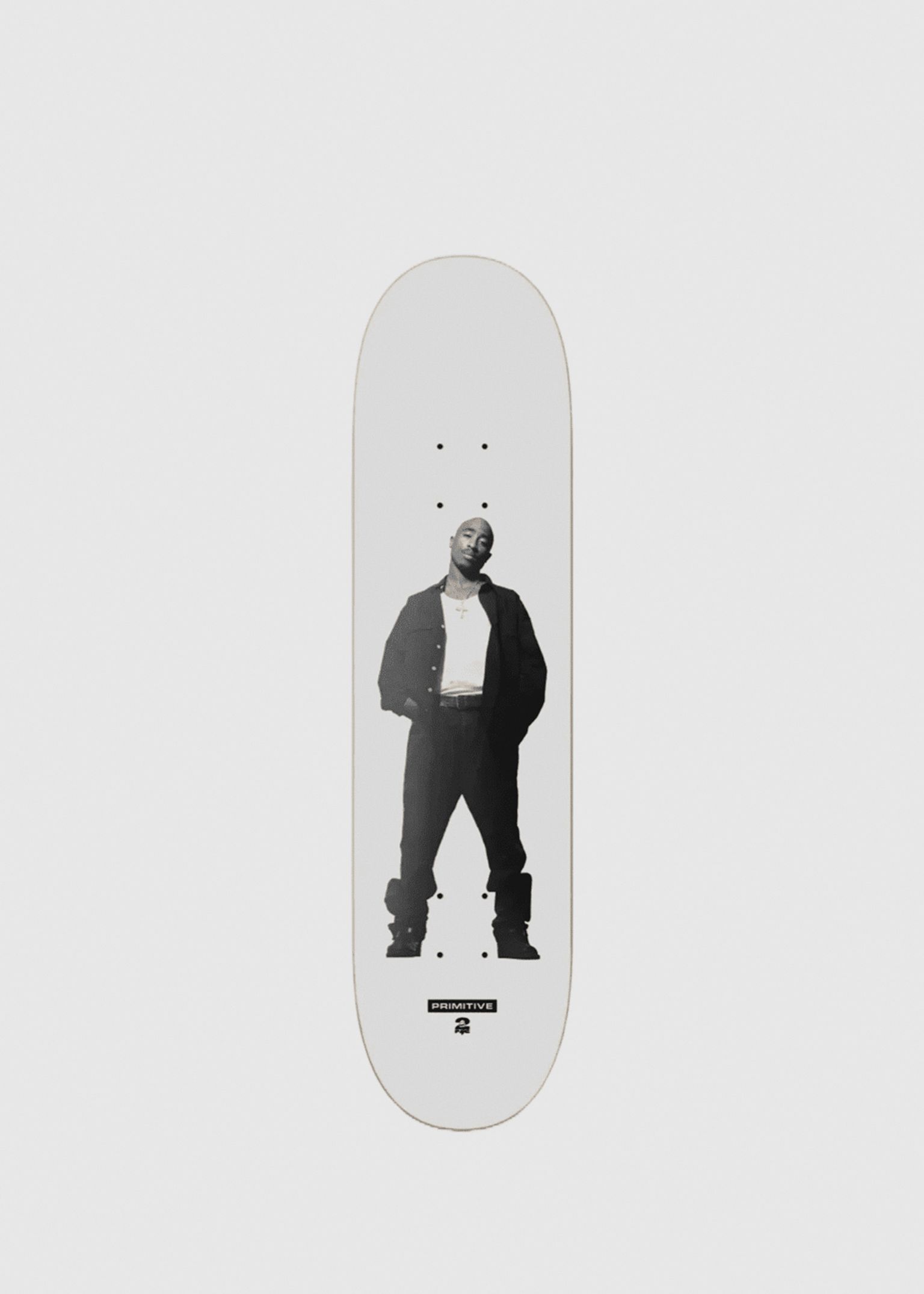 Tupac Posted Deck White 8'' Skateboard Deck image