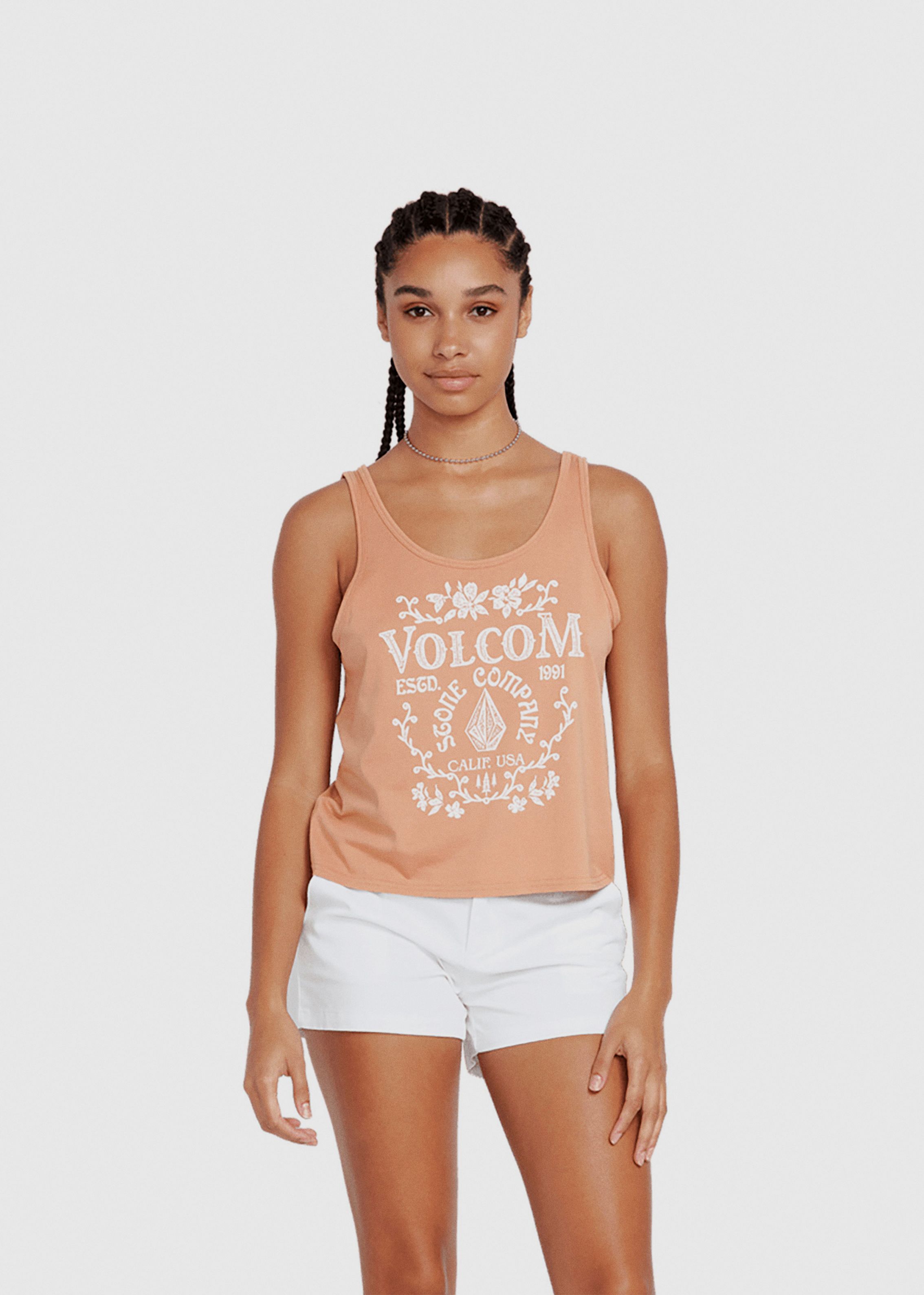 Volcom Women's Stone Hour Crop Tank Top – 100% Organic Cotton Muscle Tee With Rib Neckband - View #8