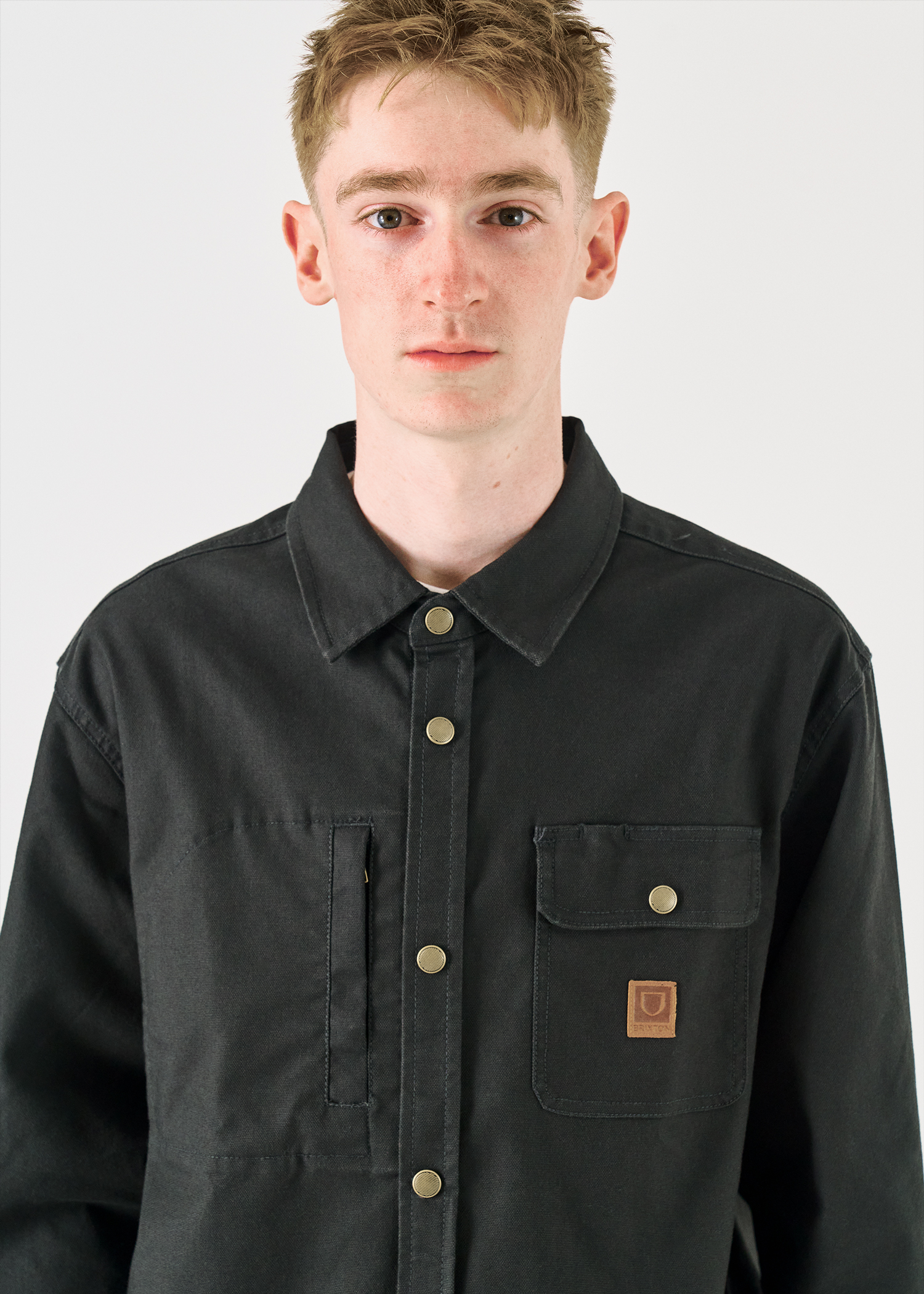 Builders Stretch L/S Overshirt - Washed Black – Brixton Europe