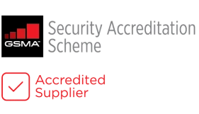 GSMA Security Accreditation Scheme logo with "Accredited Supplier" text and a red checkmark symbol.