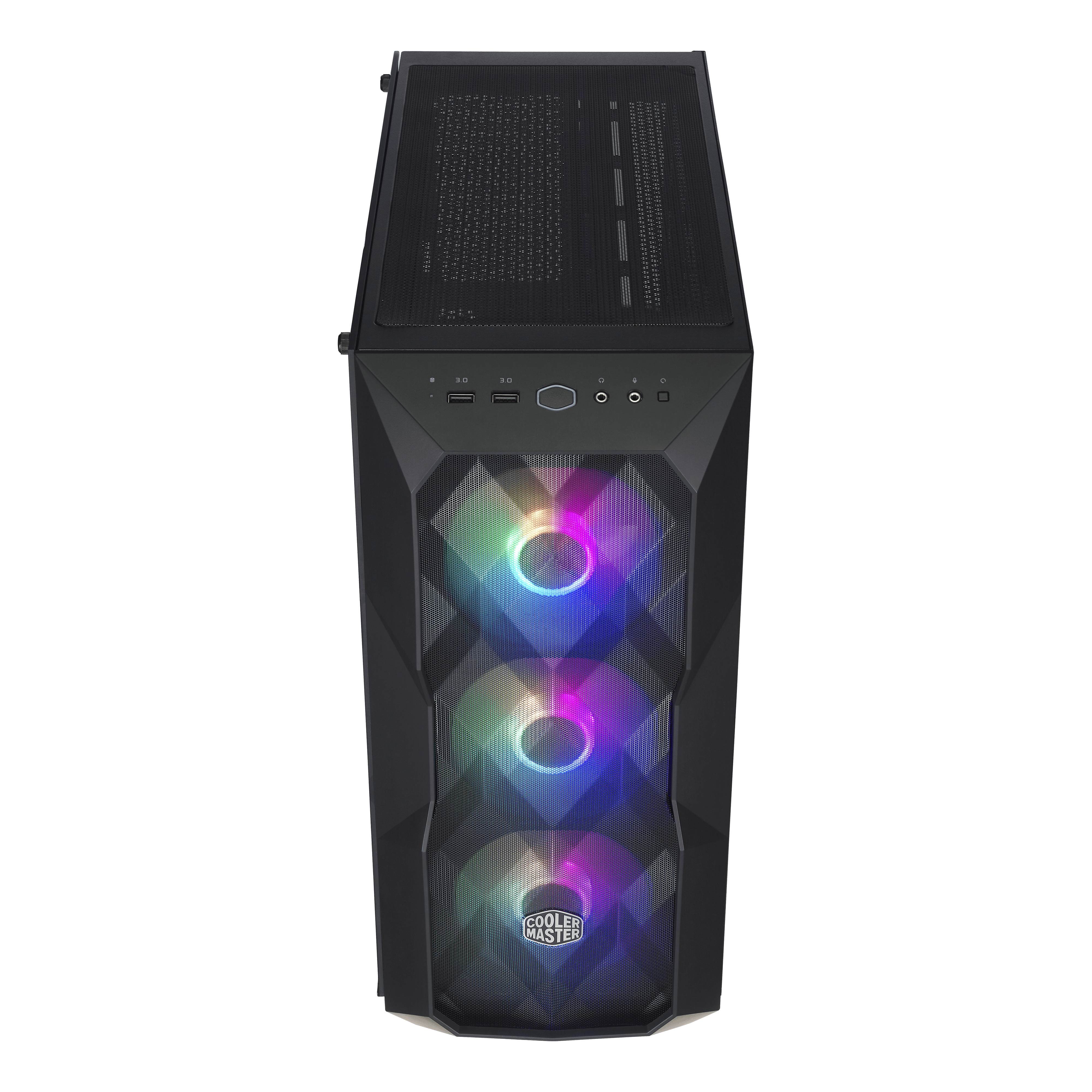 Cooler Master MasterBox TD500 Mesh - ARGB PC Case with Polygon Mesh, 3 x 120mm Installed Fans, Clear Glass Side Panel, Flexible Air Flow Configurations Midi Tower- White,TD500 Mesh White