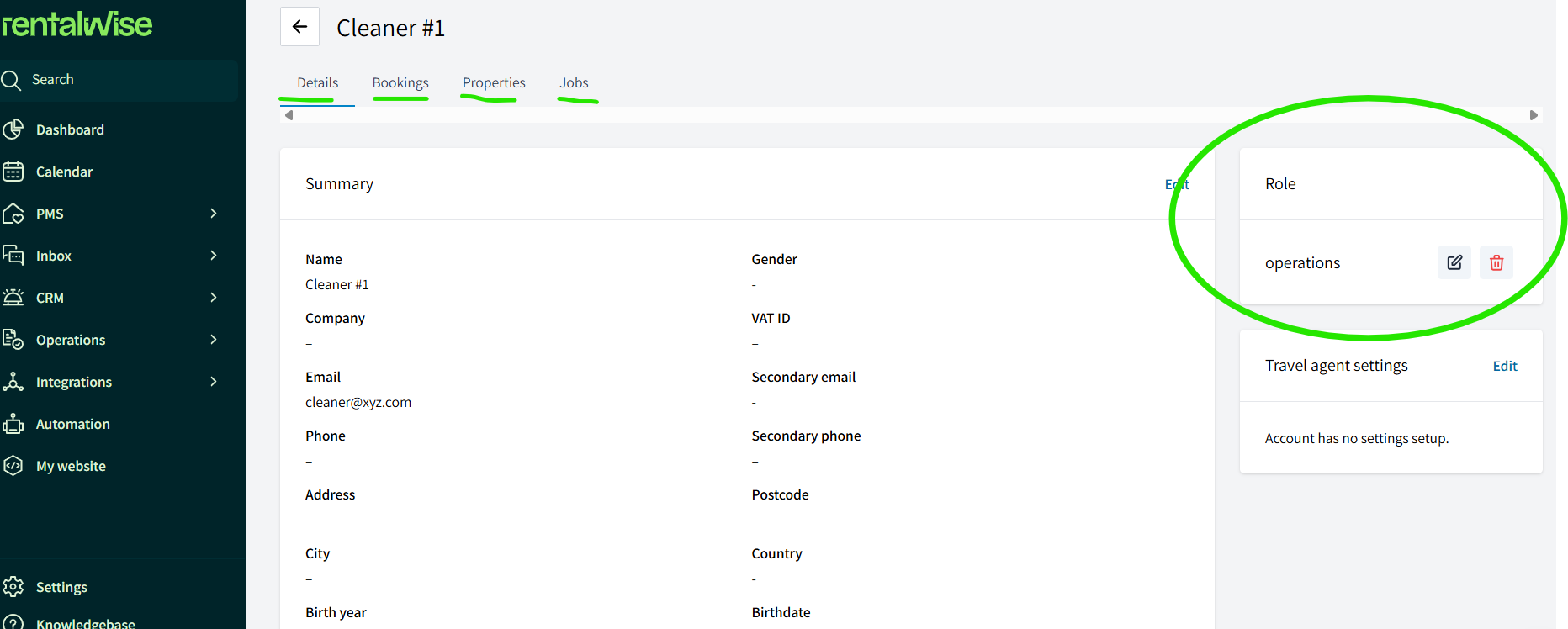 Editing a Vacation Rental User in RentalWise