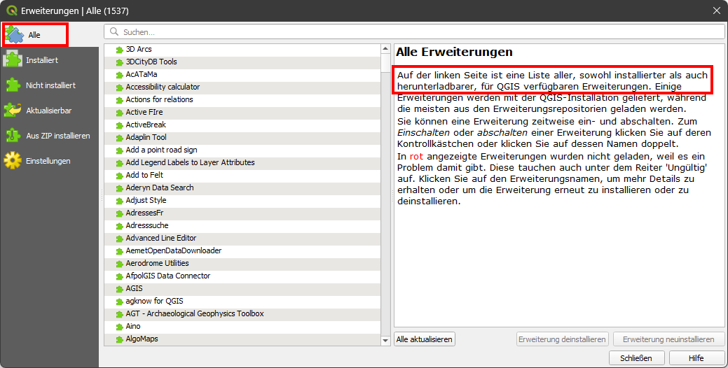 QGIS, Tutorial, Erweiterungen, Plugins