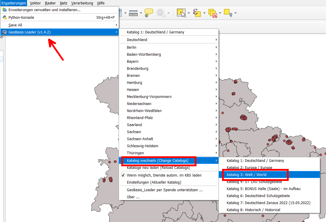 GeobasisLoader Kataloge