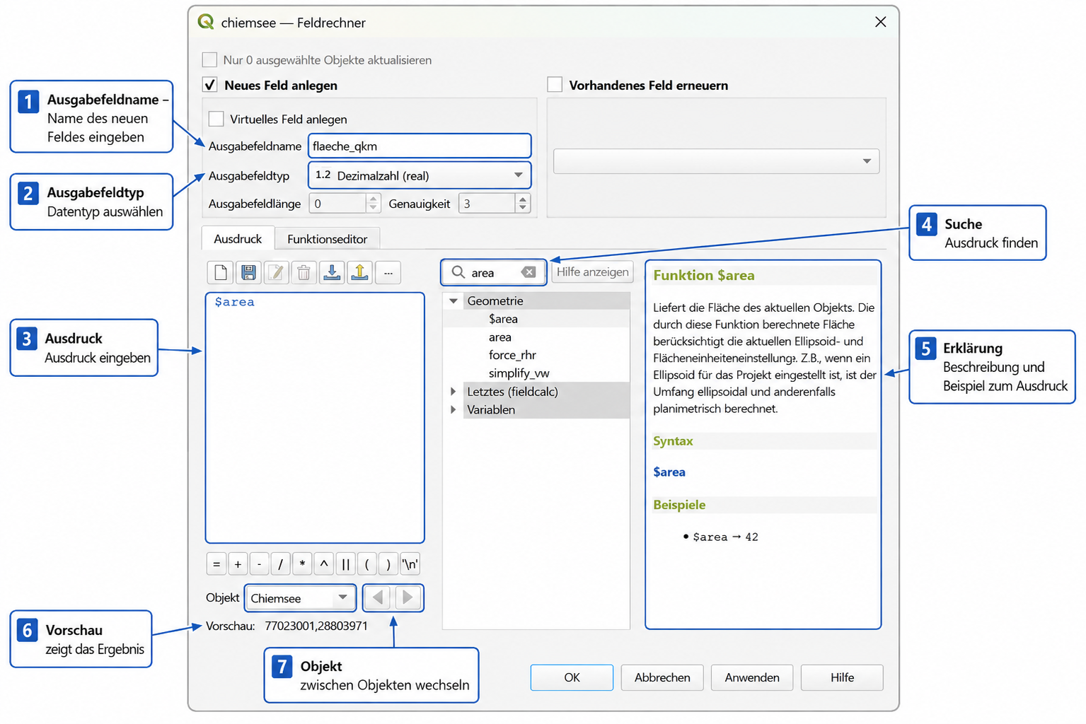 qgis, feldrechner, field calculator