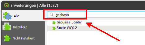 QGIS, Tutorial, Erweiterungen, Plugins, GeoBasis_Loader, WMS