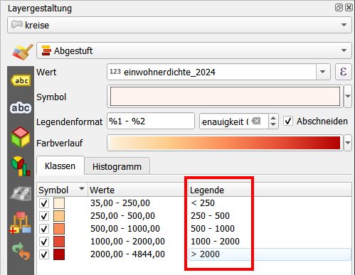 Lektion 2, Abgestuft, Legende, QGIS