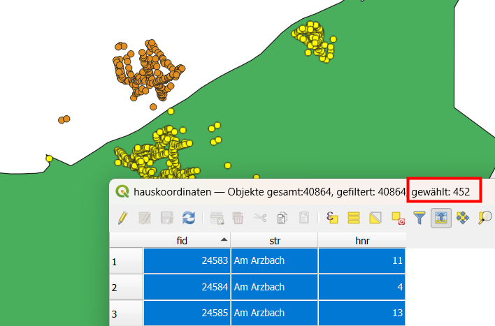gewählte hauskoordinaten