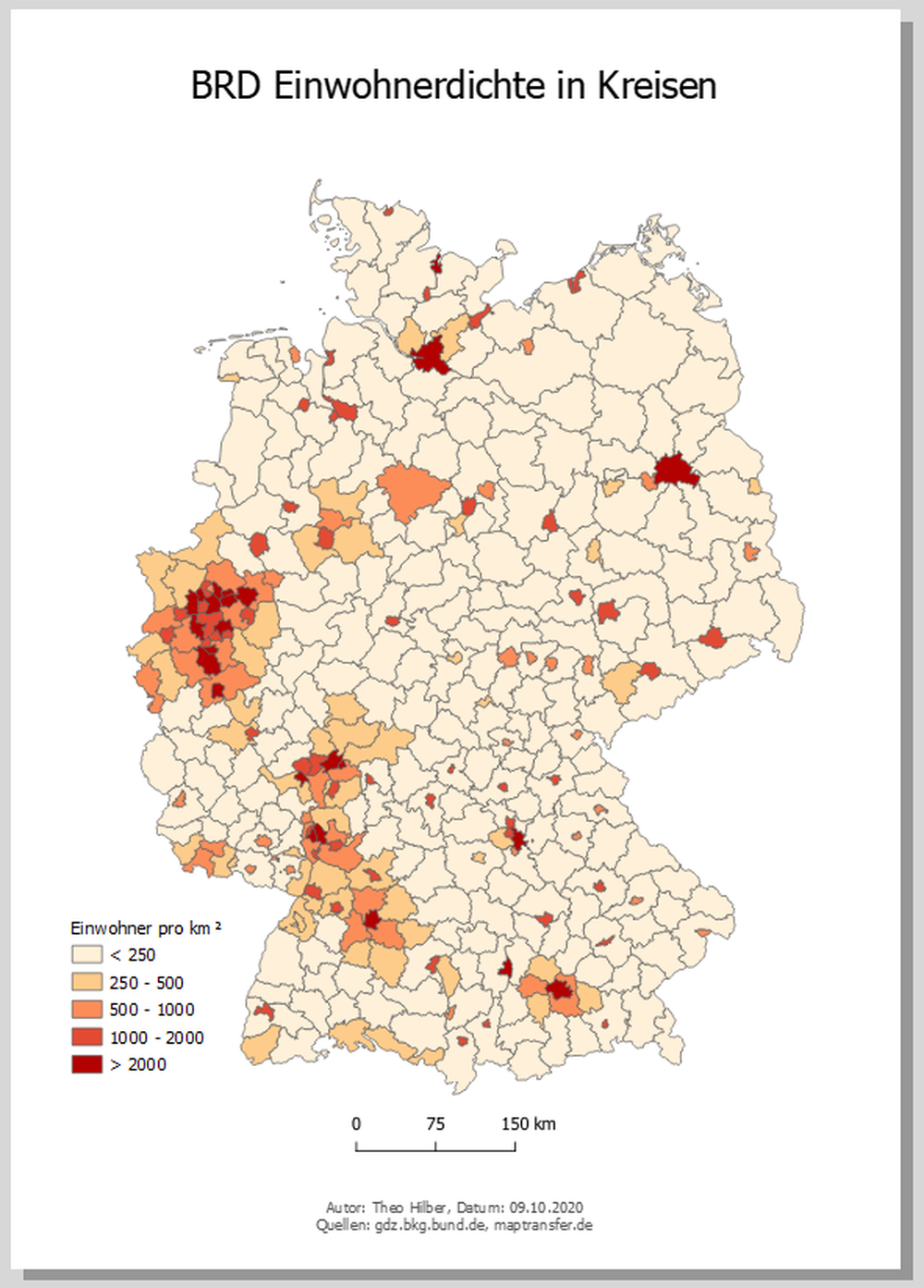 qgis tutorial, deutsch, maptransfer, lektion2, drucklayout, map composer, kartenlayout, kartographie, kartendesign, map design, einwohnerdichte, kreise, brd, deutschland