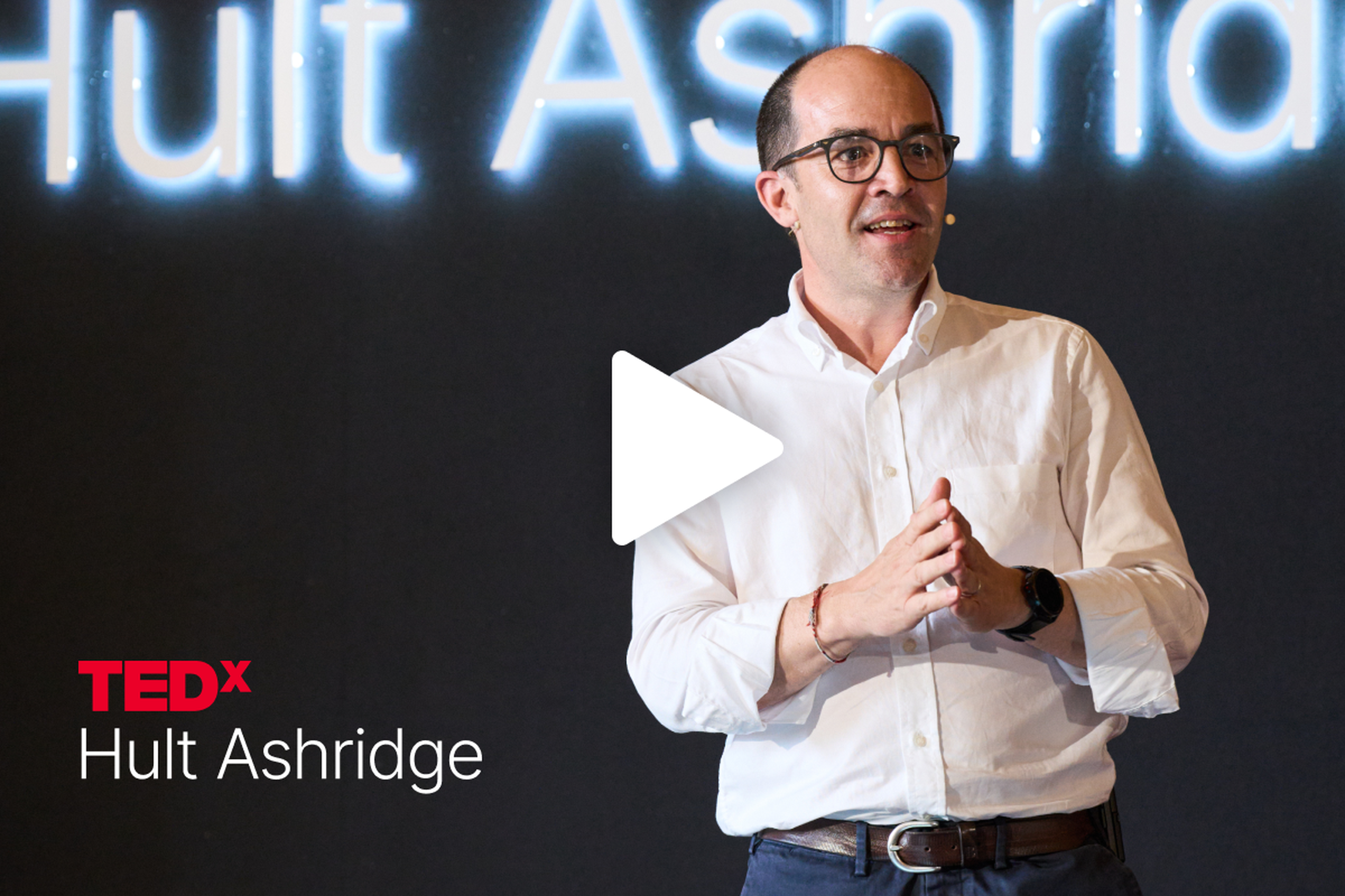Stefan Cousquer on stage at TEDx Hult Ashridge