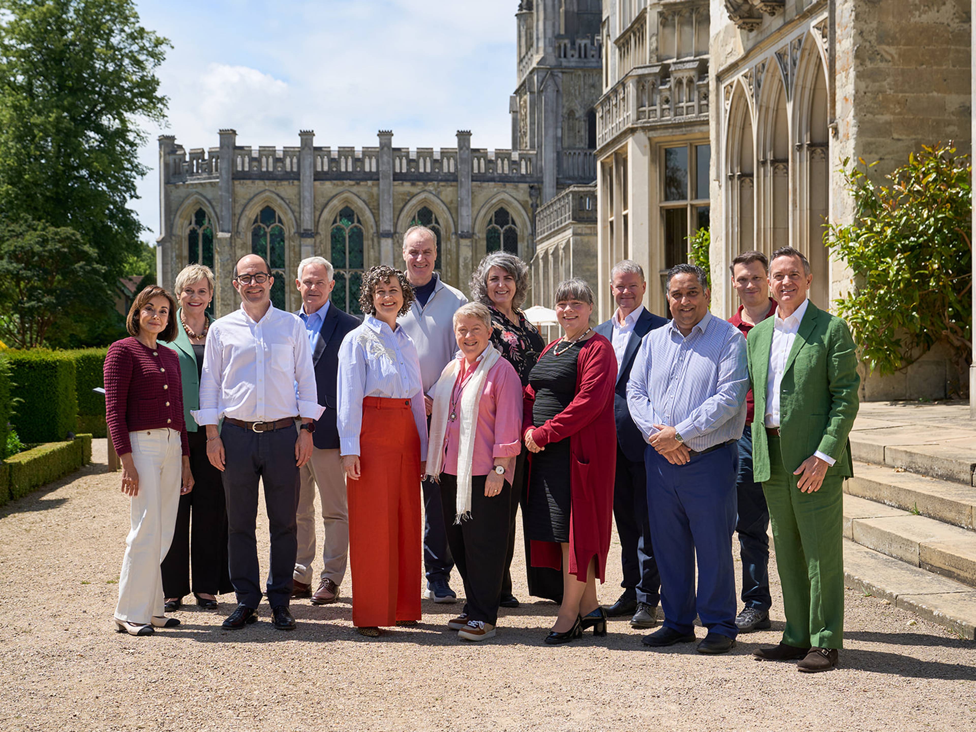 Group shot of the speakers of TEDxHult Ashridge 2026 in front of Ashrigde House