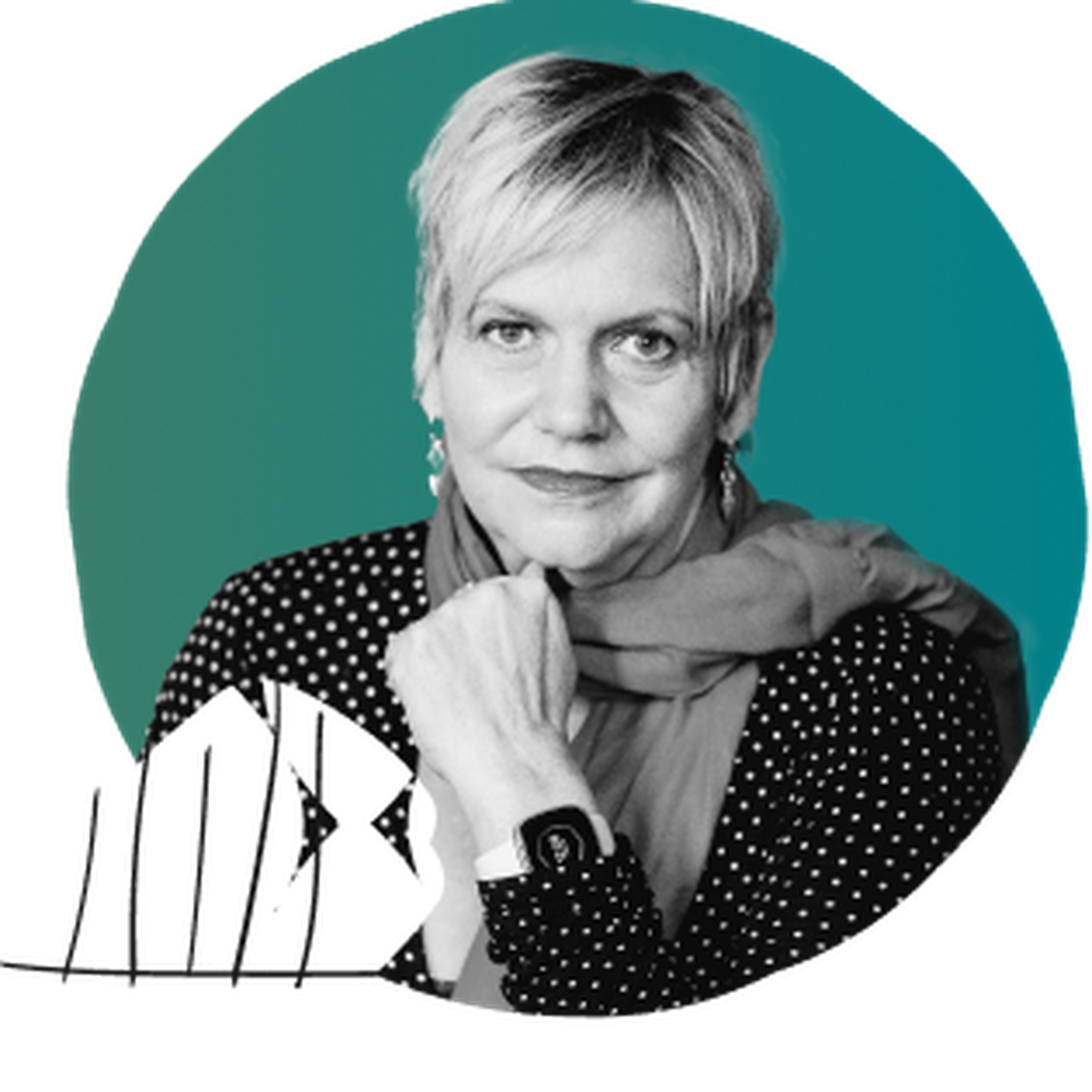 Headshot of Sharon Olivier against a teal background.