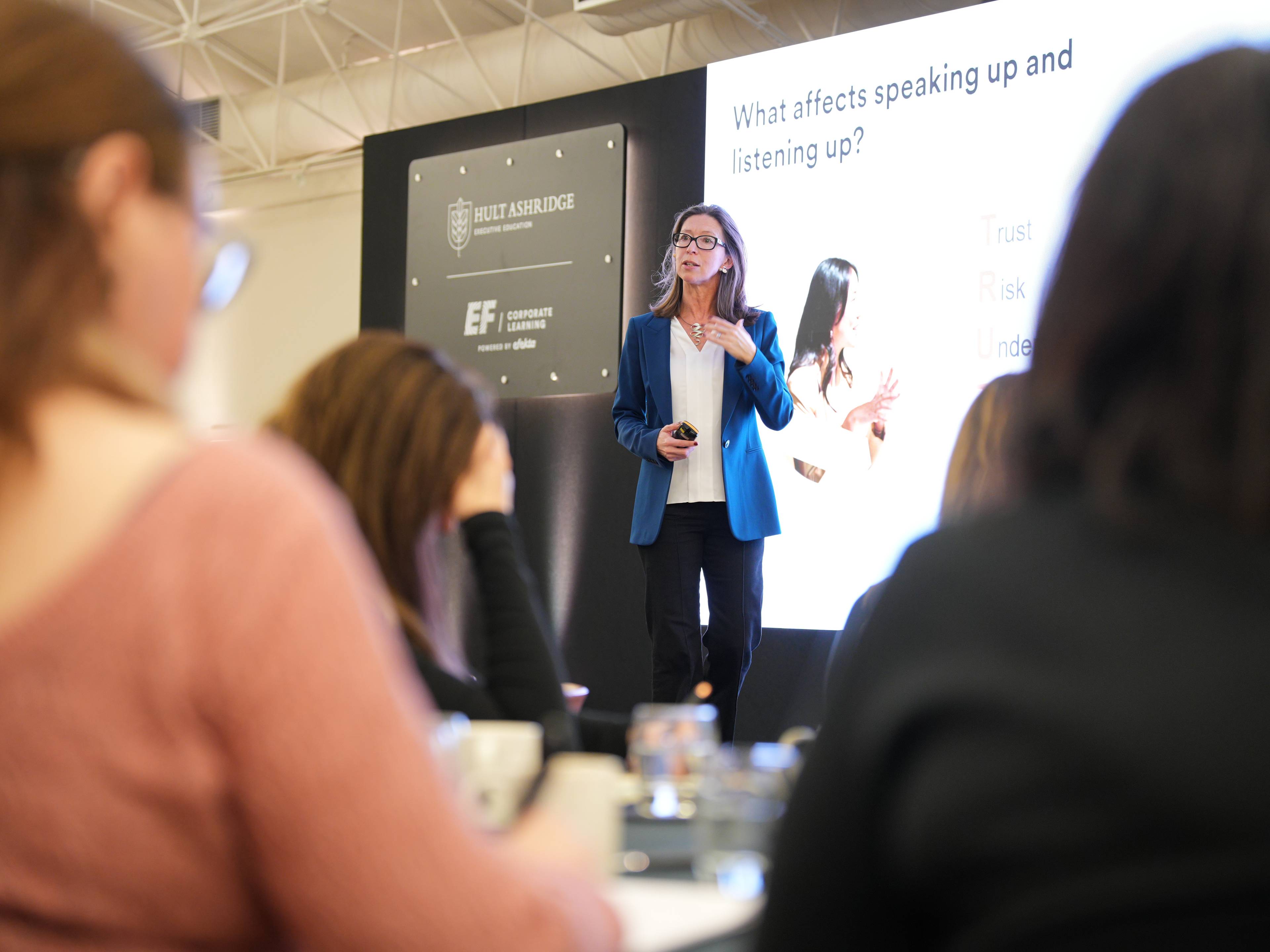 Megan Reitz on stage at Global Summit