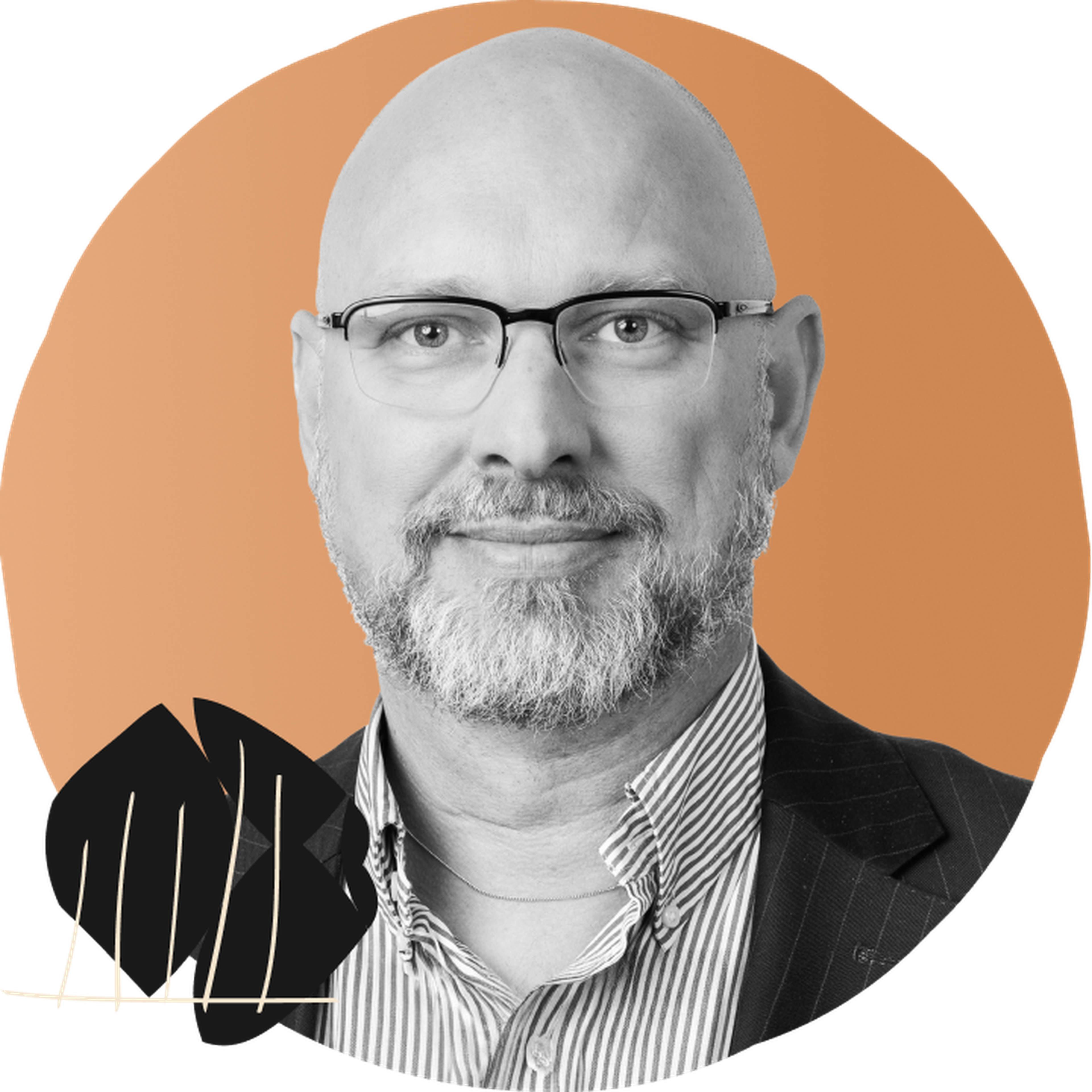 Headshot of Stefan Steenstrup with graphical background