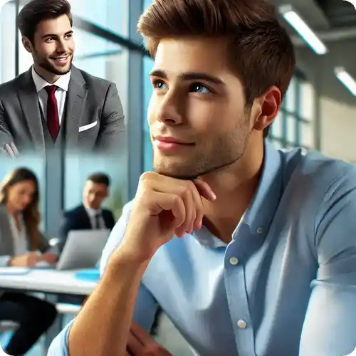 Sales junior imagining career progression to sales director