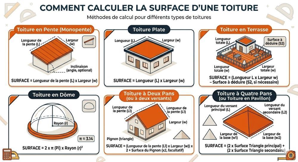 schéma calcul surface toiture