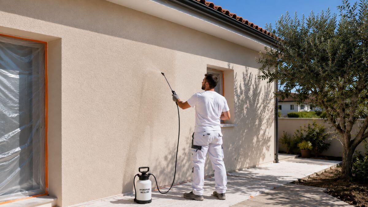 application hydrofure incolore façade