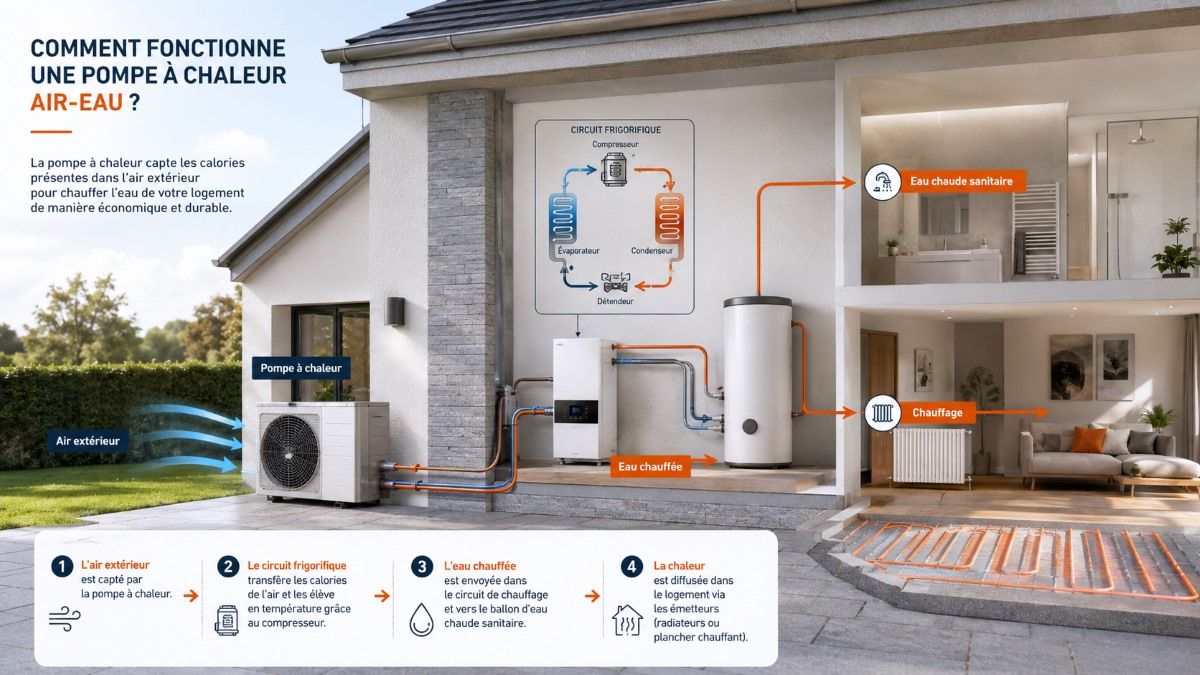 schéma fonctionnement pac air-eau