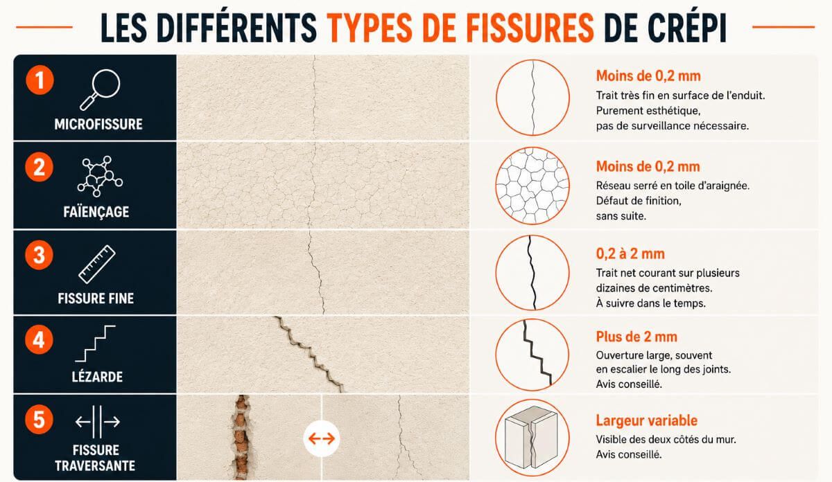 différents types de fissures de crépi