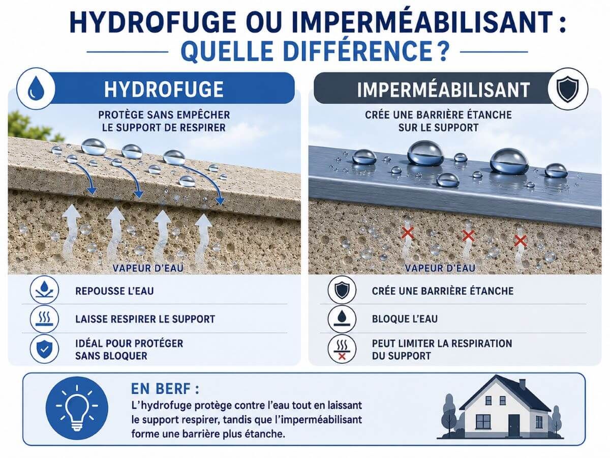 différence hydrofuge et imperméabilisant