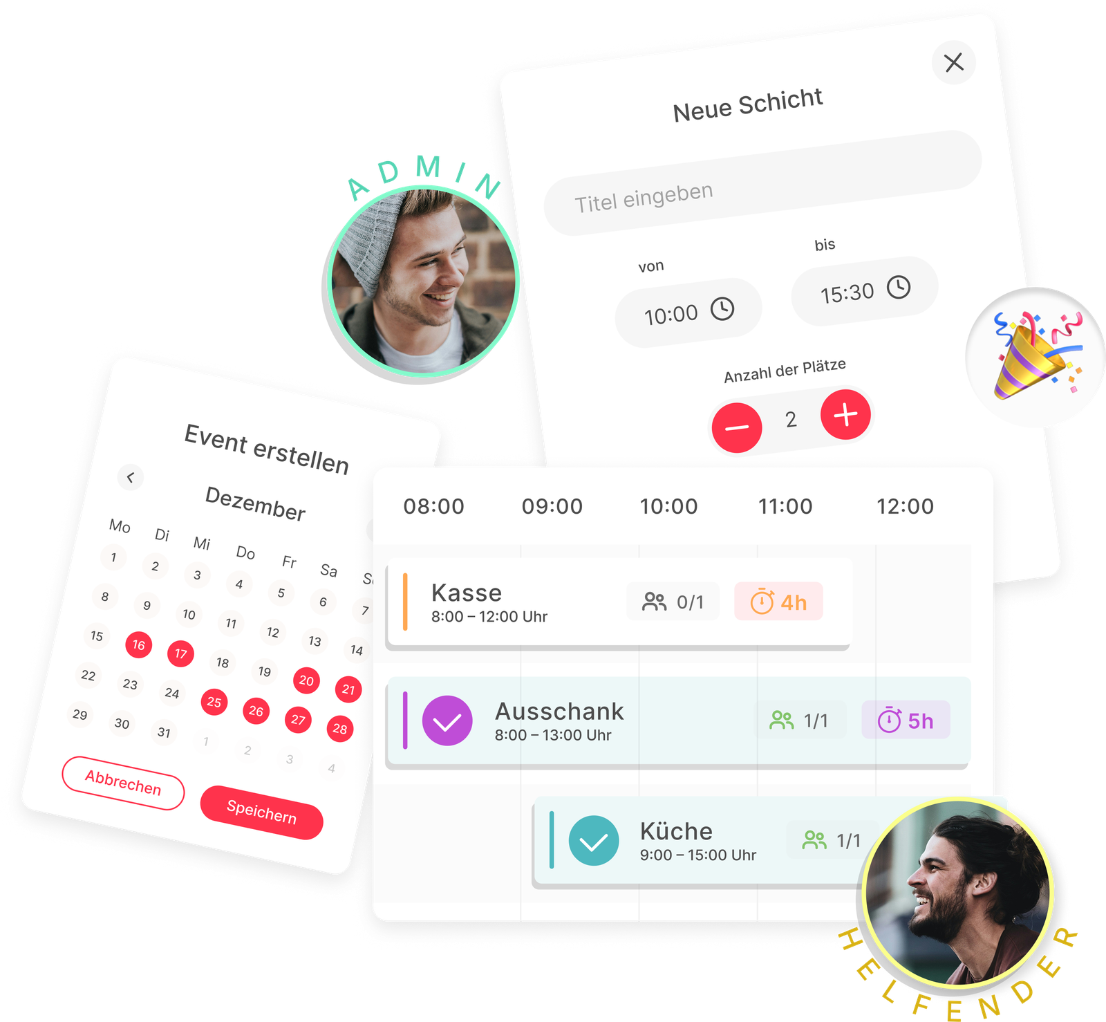 Auszug aus den Funktionen der Venju App