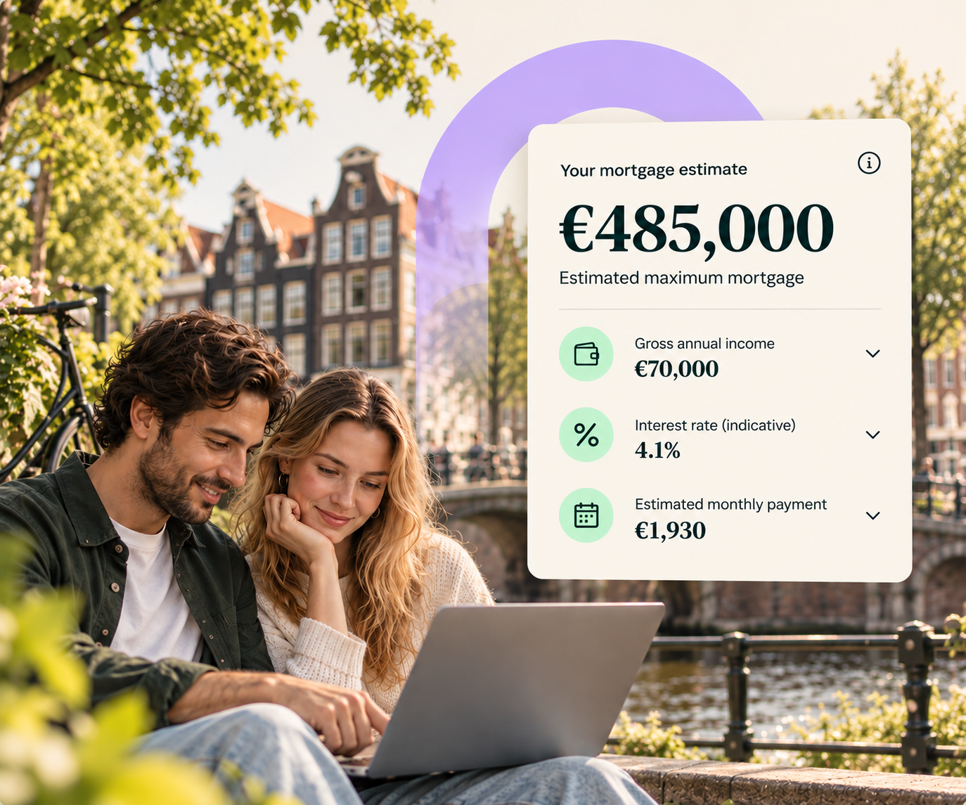 Couple calculating the maximum mortgage in the Netherlands