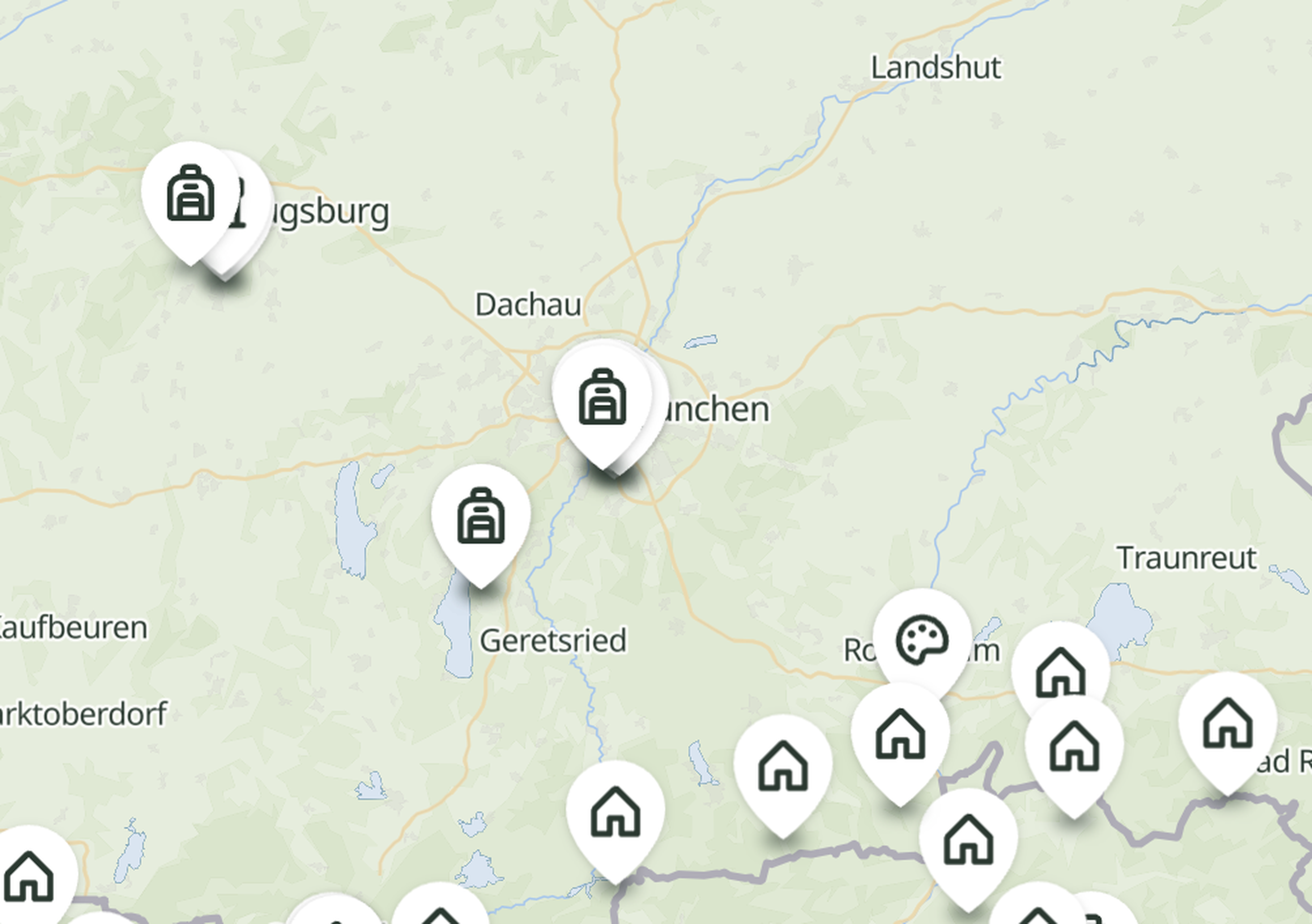 hotels und erlebenisse in oberbayern auf einer karte