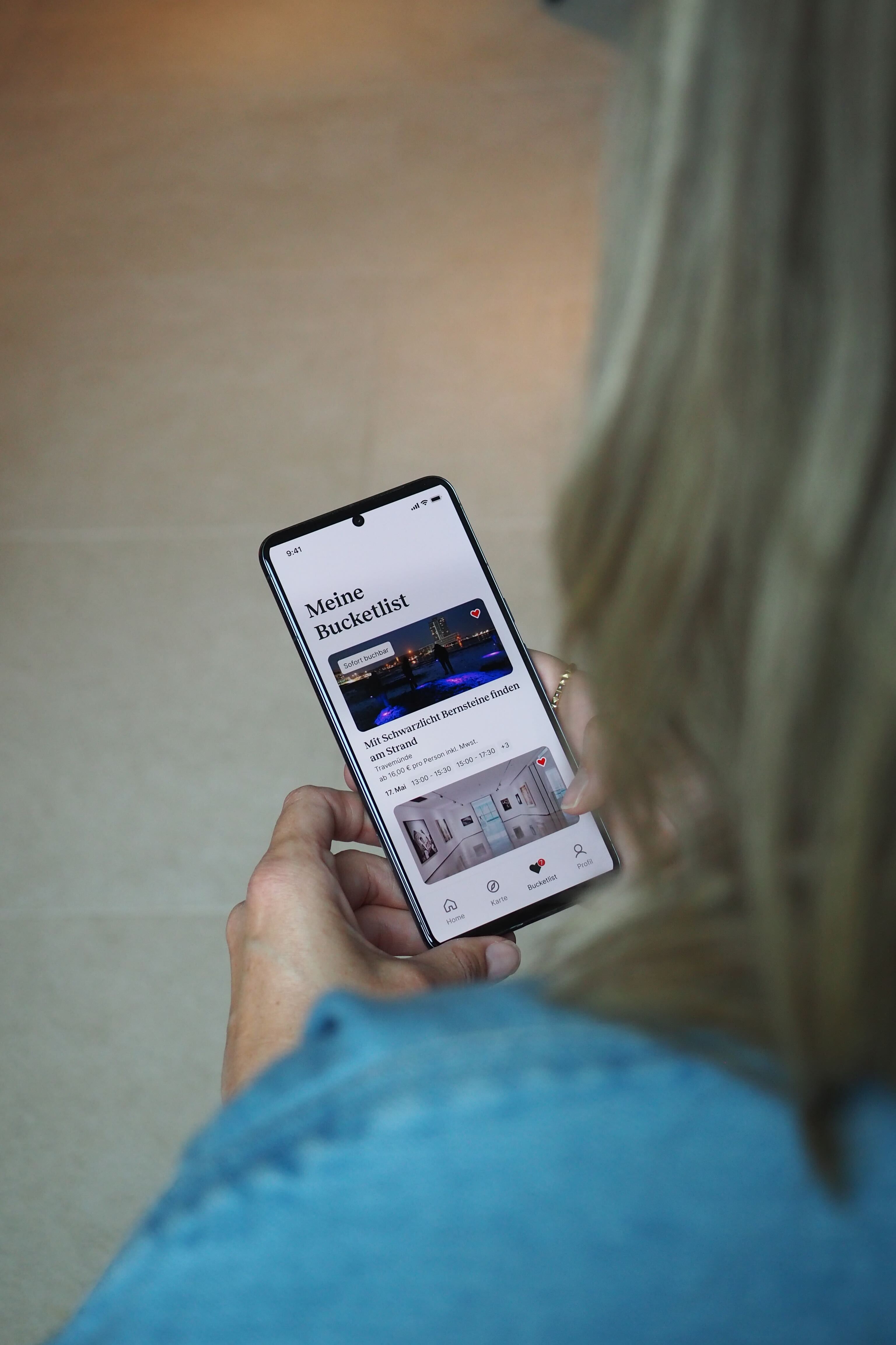 App zeigt Bucketlist