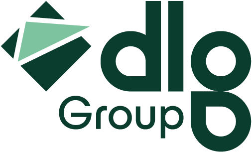 Logo of DLG Group with stylized green letters and geometric design on the left.