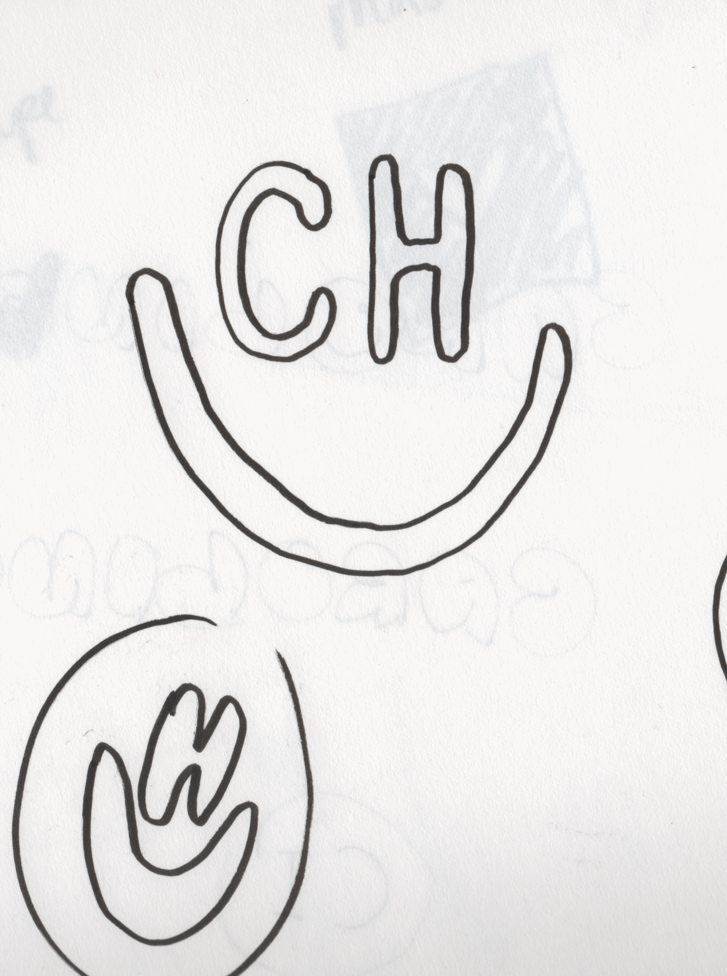 skitser af Caroline Hundsholt logo