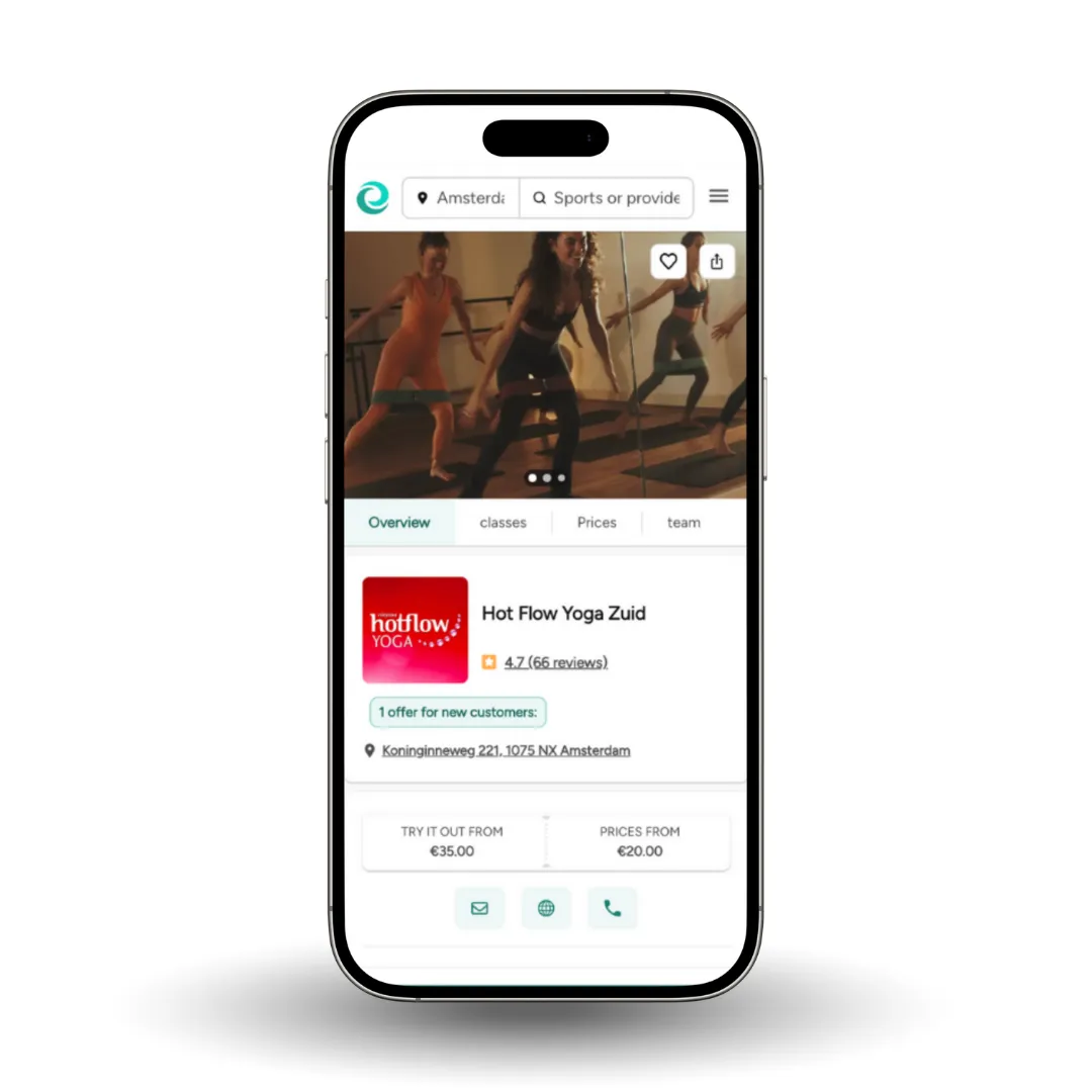 Personalise your Eversports App Profile with pictures, relevant information and all your products and classes.