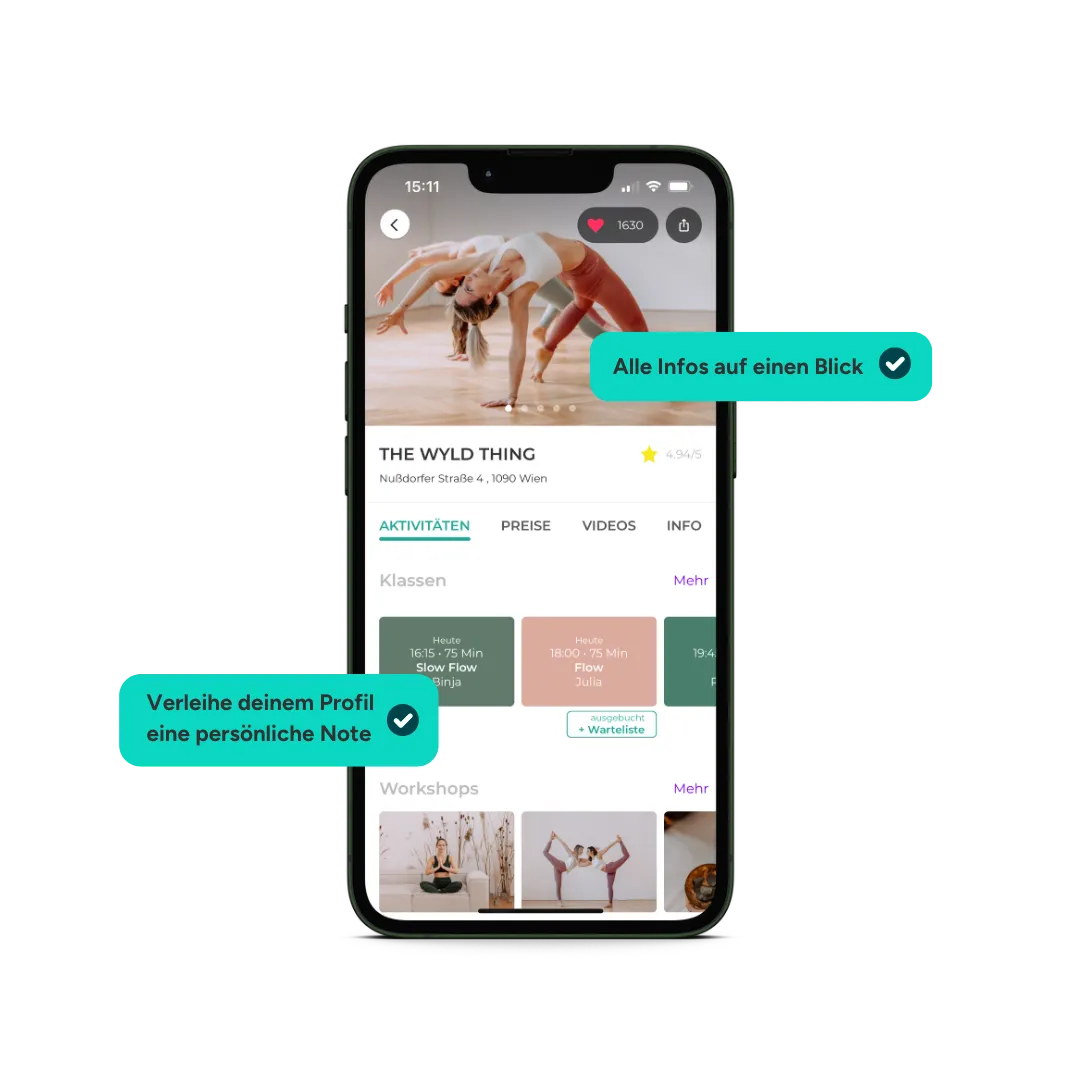 Wie dein Profil in der Eversports App zu sehen ist.